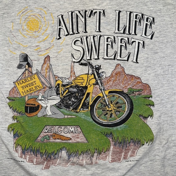 Harley Davidson Bugs Bunny Vintage 1993 Single Stitch Distressed T Shirt - Picture 11 of 14